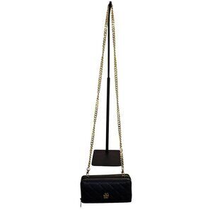 NWOT Daisy Fuentes Small Black Quilted Purse Wallet With Gold Chain